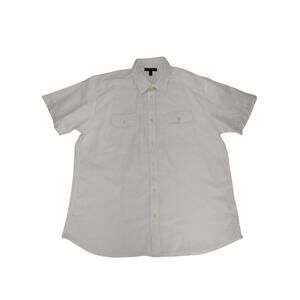 Banana Republic Shirt Mens XL White Linen Blend Button Up Preppy Collared